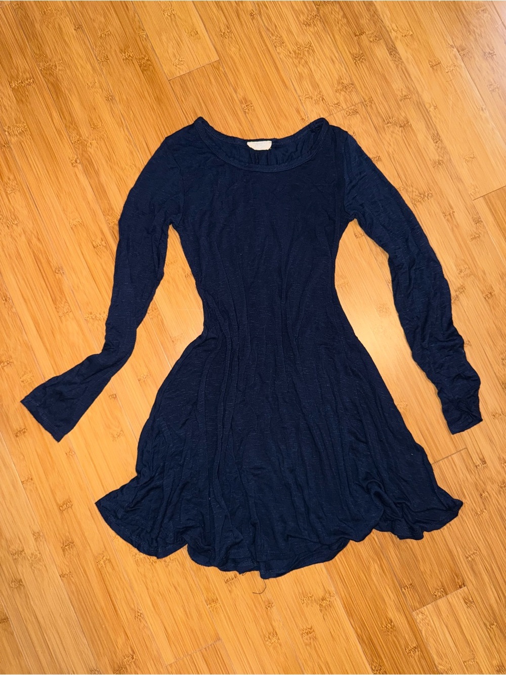 Long Sleeve Navy Swing Dress - Women's